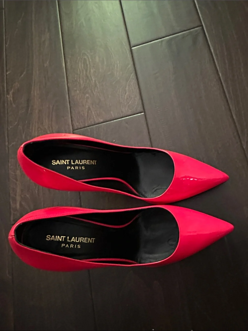 Saint Laurent Bright Red Patent Pointed Toe Pumps - Picture 2 of 9